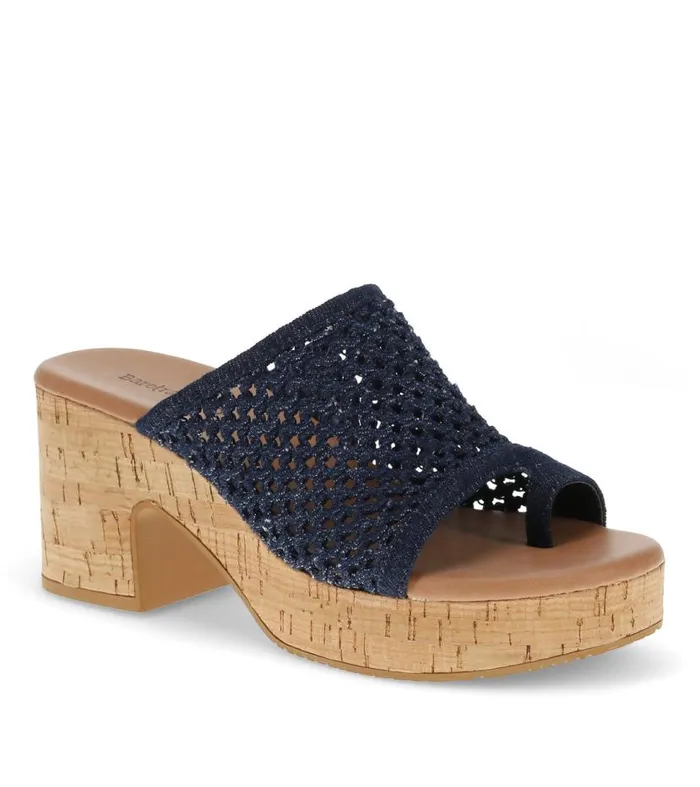 Women Baretraps Slides and Slip On Sandals Michaela Block Heel Sandal Dark Denim
