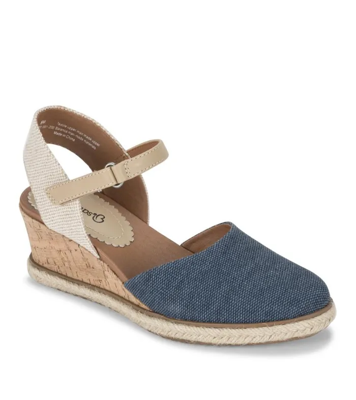 Women Baretraps Wedge Sandals Ocean Closed Toe Wedge Sandal Navy Blue Canvas