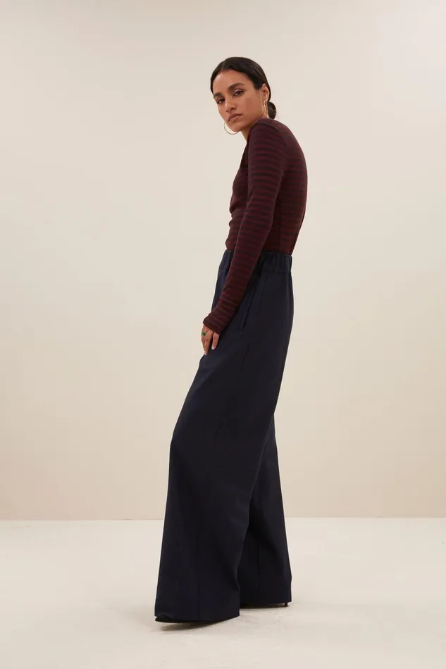 Women Basic Ls Melange Stripe Top Pecan Bybar Tops and Shirts