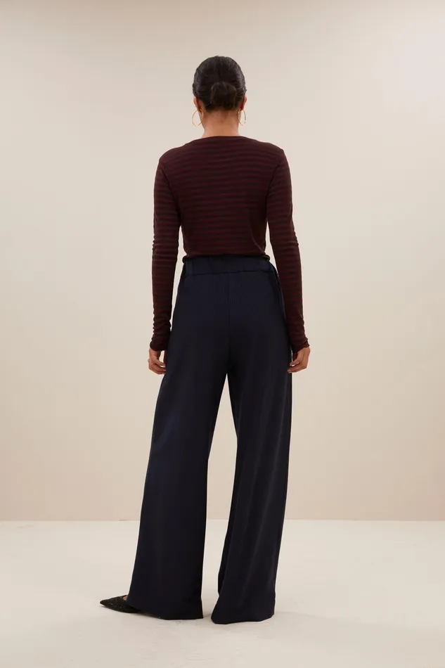 Women Basic Ls Melange Stripe Top Pecan Bybar Tops and Shirts