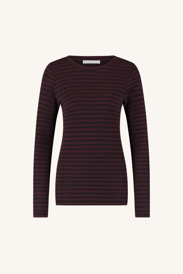 Women Basic Ls Melange Stripe Top Pecan Bybar Tops and Shirts