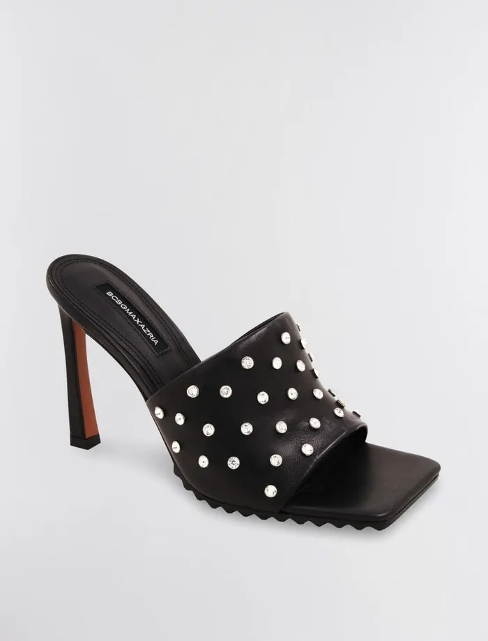 Women BCBG Shoes Porsha Slide Heel Black Leather