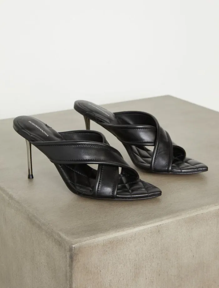 Women BCBG Shoes Talli Quilted Stiletto Sandal Black