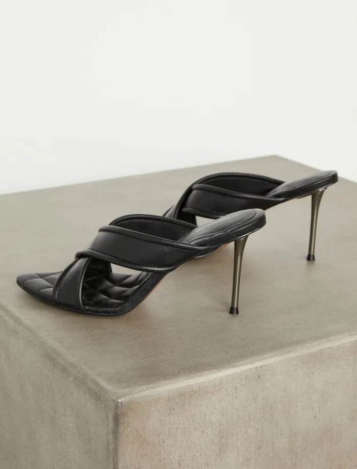 Women BCBG Shoes Talli Quilted Stiletto Sandal Black