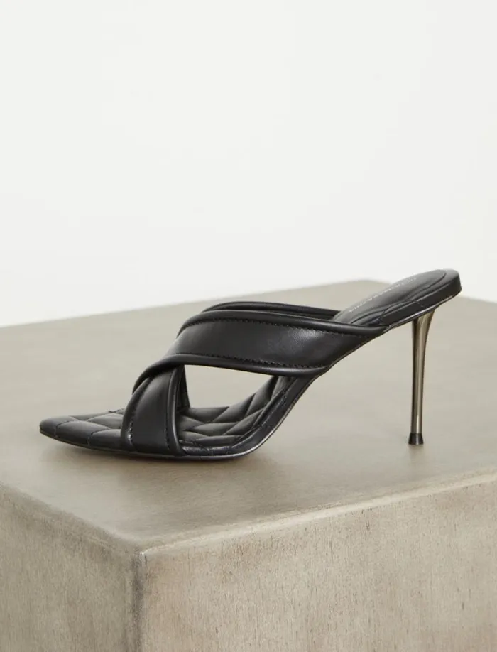 Women BCBG Shoes Talli Quilted Stiletto Sandal Black