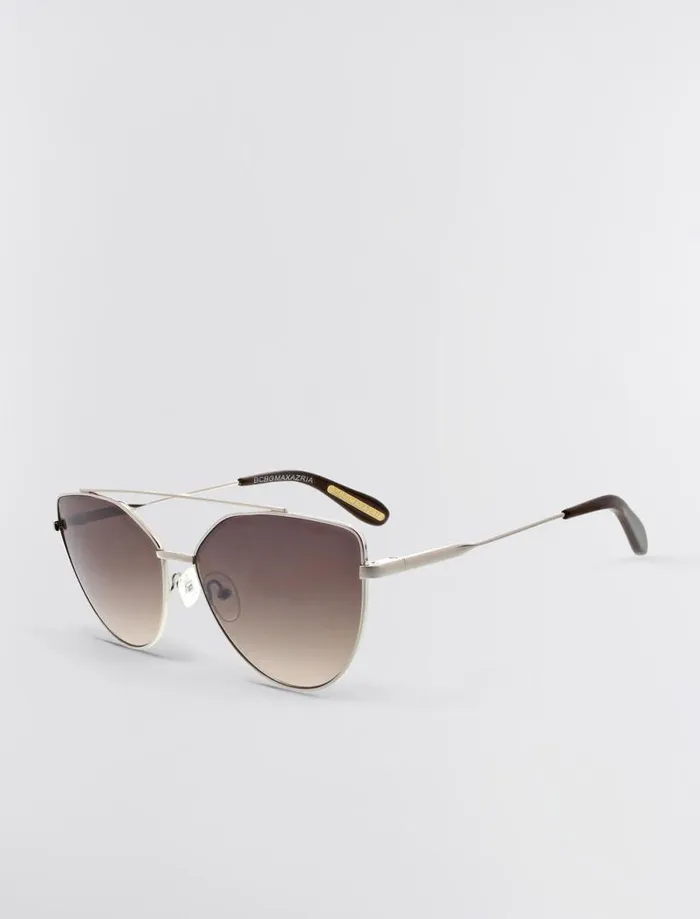 Women BCBG Sunglasses Aviator Hybrid Sunglasses Silverbrown