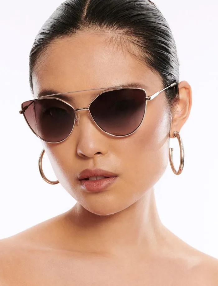 Women BCBG Sunglasses Aviator Hybrid Sunglasses Silverbrown