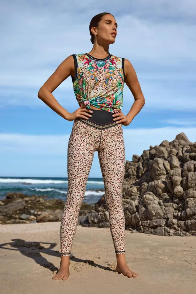 Women Bee Active VYoke Legging Miller Tigre Scarf Print Johnny Was Active Women Bee Active VYoke Legging Miller Tigre Scarf Print Johnny Was Active