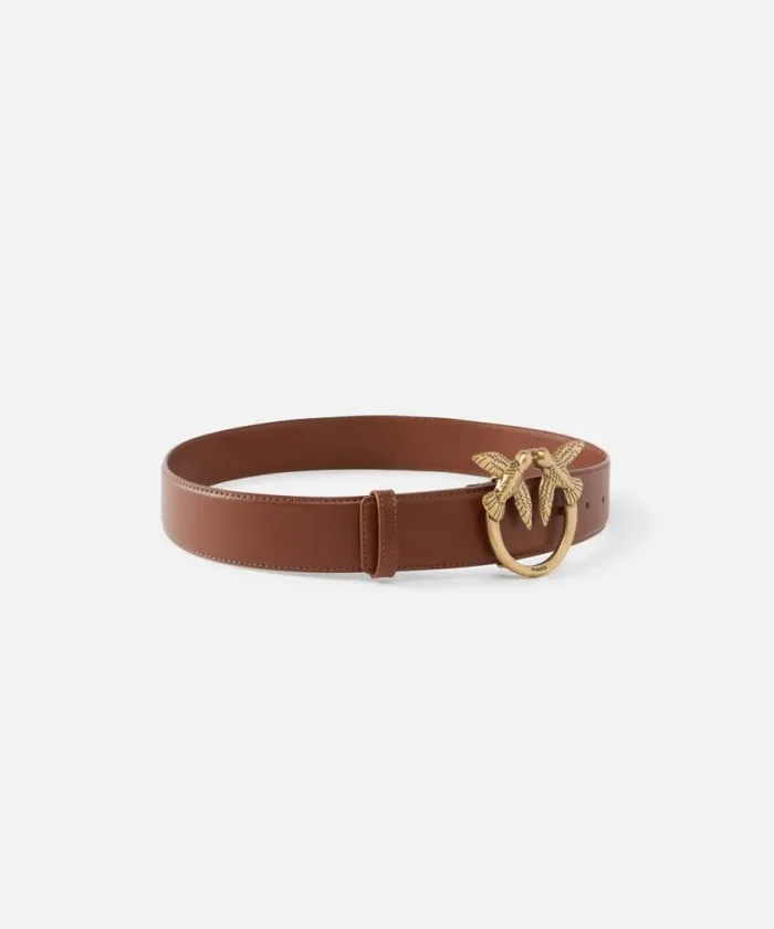 Women Belts Pinko Love Birds High Leather Belt 4cm Tanantiquegold Women Belts Pinko Love Birds High Leather Belt 4cm Tanantiquegold