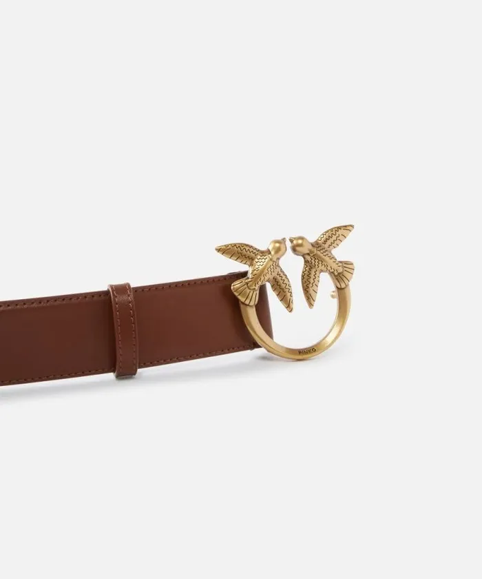 Women Belts Pinko Love Birds High Leather Belt 4cm Tanantiquegold Women Belts Pinko Love Birds High Leather Belt 4cm Tanantiquegold