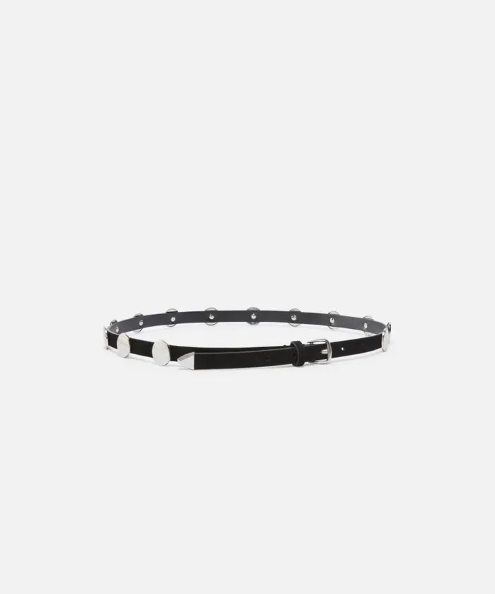 Women Belts Pinko Suede Belt With Flat Studs 15cm Limo Blackshiny Nickel Women Belts Pinko Suede Belt With Flat Studs 15cm Limo Blackshiny Nickel