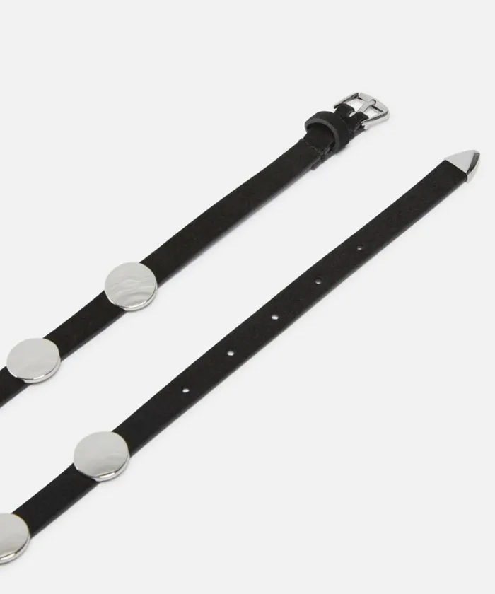 Women Belts Pinko Suede Belt With Flat Studs 15cm Limo Blackshiny Nickel Women Belts Pinko Suede Belt With Flat Studs 15cm Limo Blackshiny Nickel