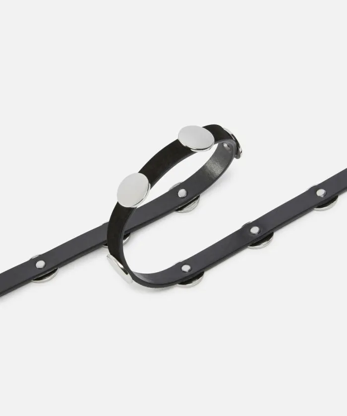 Women Belts Pinko Suede Belt With Flat Studs 15cm Limo Blackshiny Nickel Women Belts Pinko Suede Belt With Flat Studs 15cm Limo Blackshiny Nickel