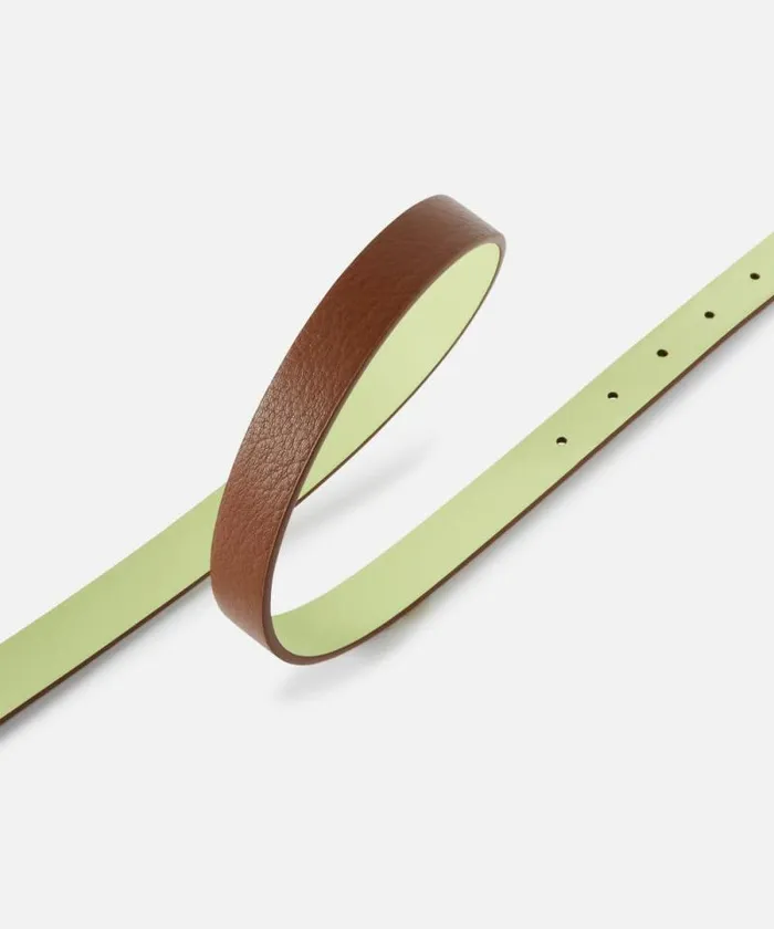Women Belts Pinko Thin Doubleface Leather Belt With Buckle 2cm Browngreenantiquegold Women Belts Pinko Thin Doubleface Leather Belt With Buckle 2cm Browngreenantiquegold