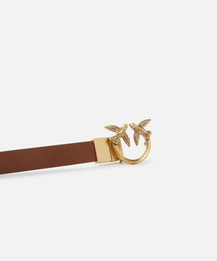 Women Belts Pinko Thin Doubleface Leather Belt With Buckle 2cm Browngreenantiquegold Women Belts Pinko Thin Doubleface Leather Belt With Buckle 2cm Browngreenantiquegold