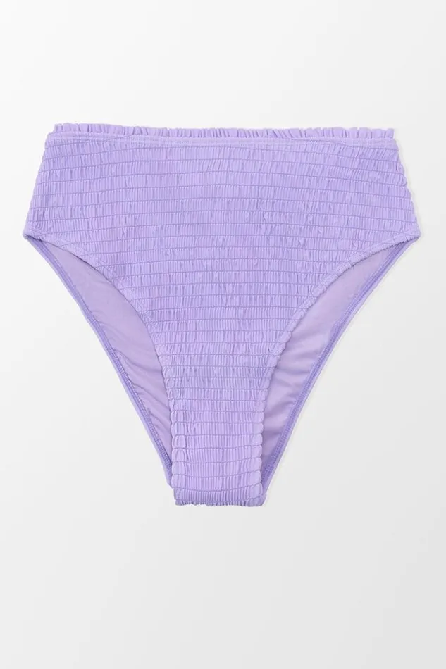 Women Bikini Bottoms Cupshe Allyssa High Waisted Smocked Frill Bikini Bottom Purple