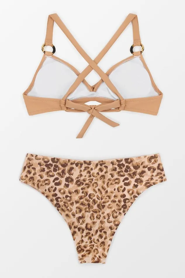 Women Bikini Sets Cupshe Louise Leopard O Ring Bikini Orange