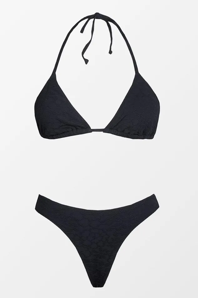 Women Bikini Sets Cupshe Paris Triangle Cup String Bikini Black