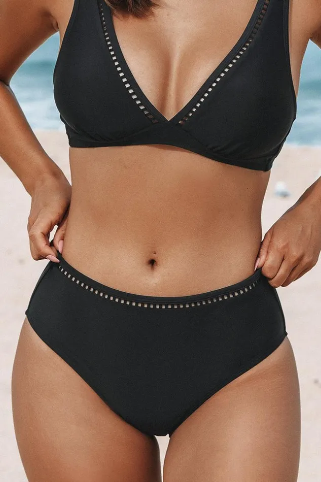 Women Bikini Sets Cupshe Seaside Holiday Ladder Trim Bralette And Hipster Bikini Set Black