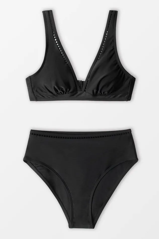 Women Bikini Sets Cupshe Seaside Holiday Ladder Trim Bralette And Hipster Bikini Set Black