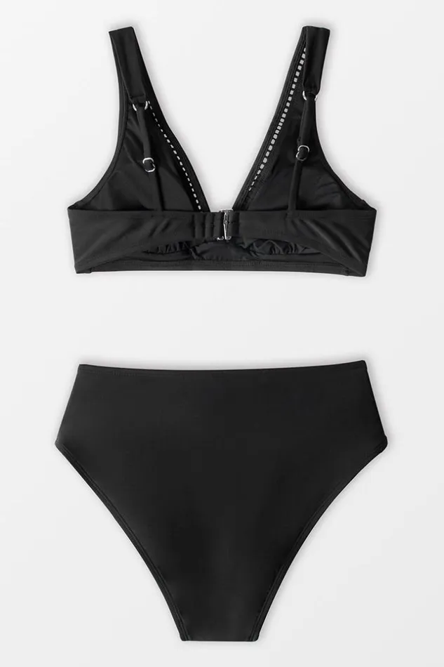 Women Bikini Sets Cupshe Seaside Holiday Ladder Trim Bralette And Hipster Bikini Set Black