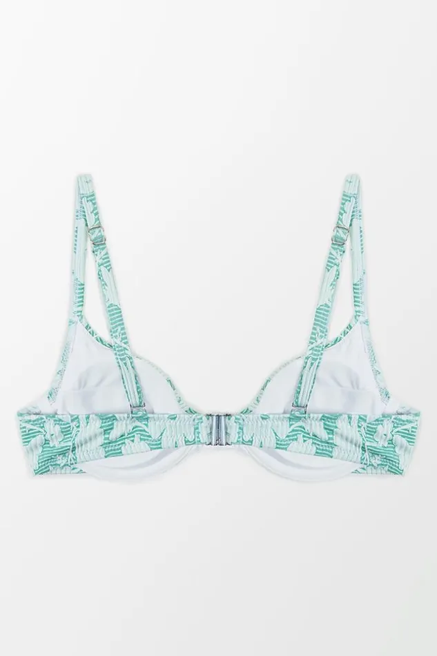 Women Bikini Tops Cupshe Jane Floral Underwire Criss Cross Bikini Top Green