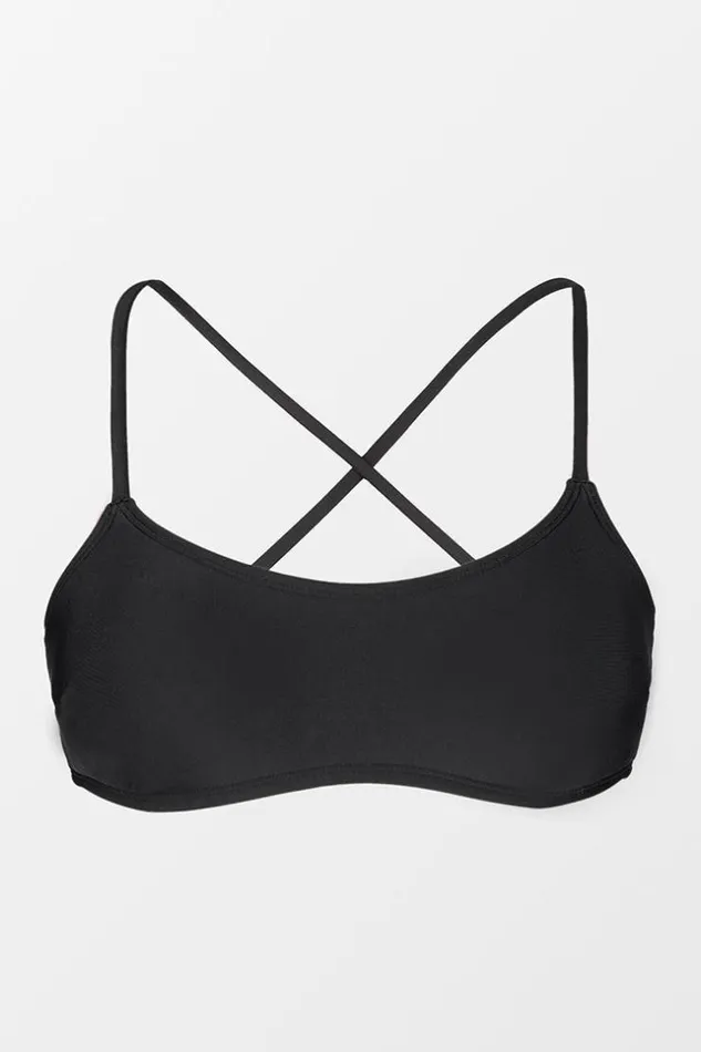 Women Bikini Tops Cupshe Keep It Cool Cross Back Bralette Black Bikini Top Multicolor