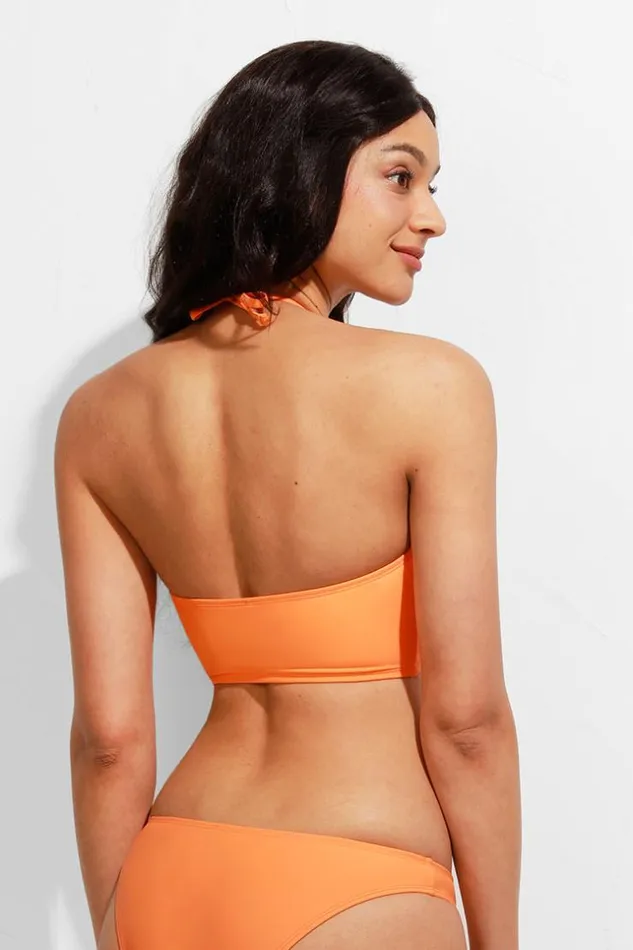 Women Bikini Tops Cupshe Summer Of Love V Neck Cut Out Top Orange