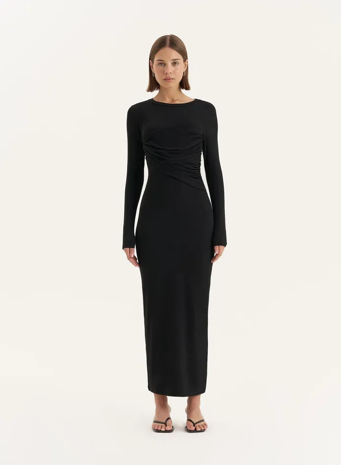 Women Black Bust Detail Long Sleeve Maxi Dress Xavier 4th and Reckless Dresses Women Black Bust Detail Long Sleeve Maxi Dress Xavier 4th and Reckless Dresses
