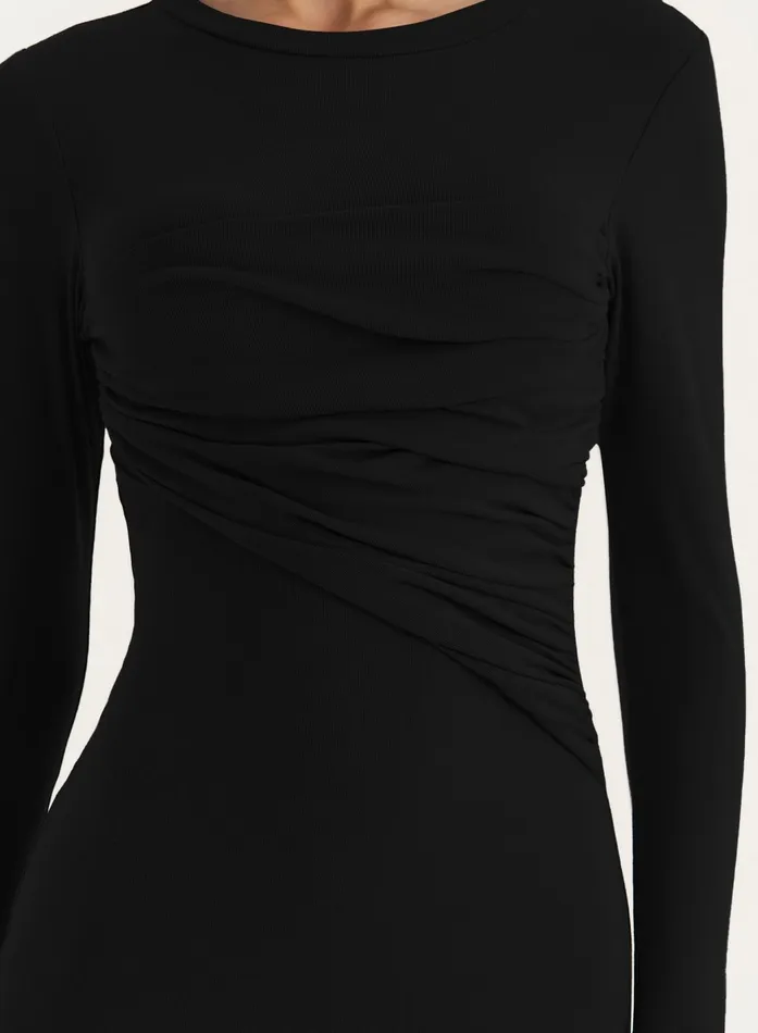 Women Black Bust Detail Long Sleeve Maxi Dress Xavier 4th and Reckless Dresses