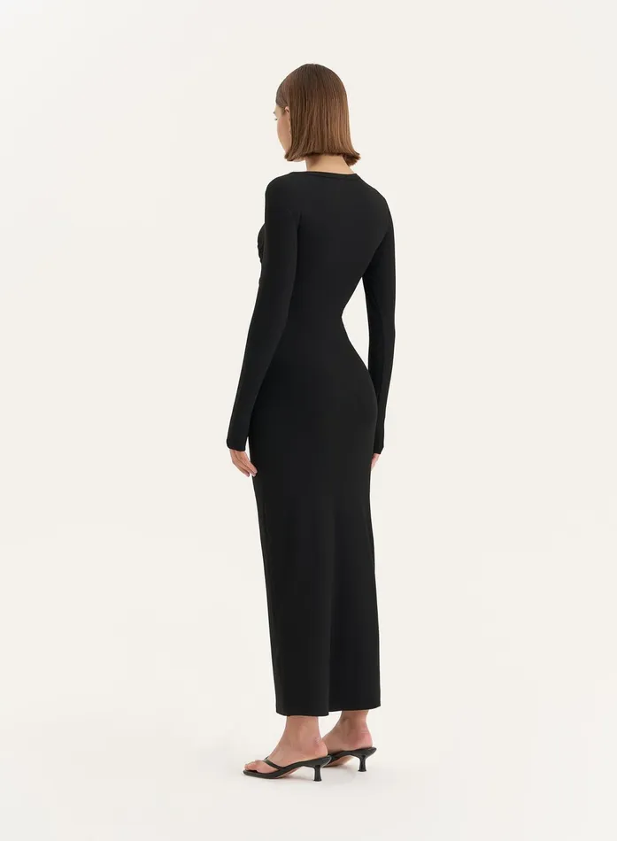 Women Black Bust Detail Long Sleeve Maxi Dress Xavier 4th and Reckless Dresses