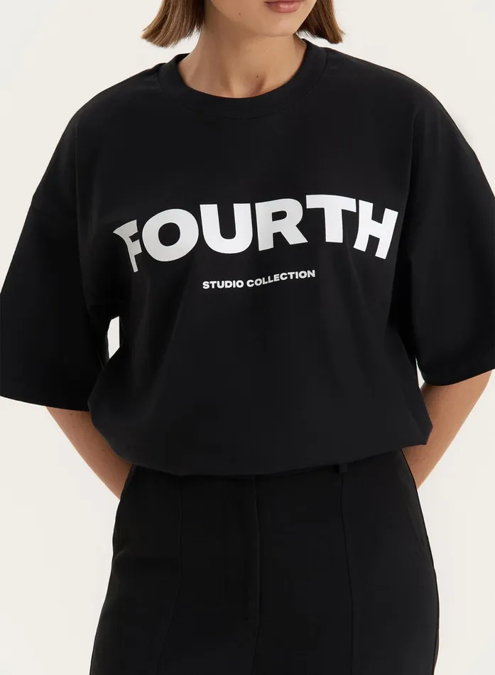 Women Black Fourth Branded Oversized TShirt Hannah 4th and Reckless Athleisure
