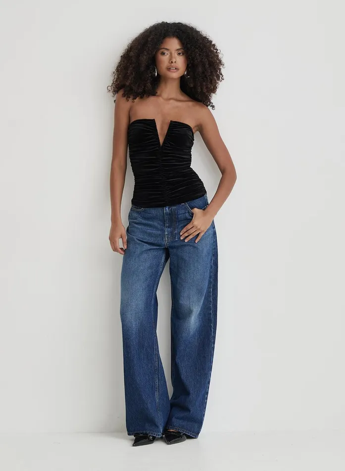 Women Black Velvet Bandeau Corset Celio 4th and Reckless Party Wear