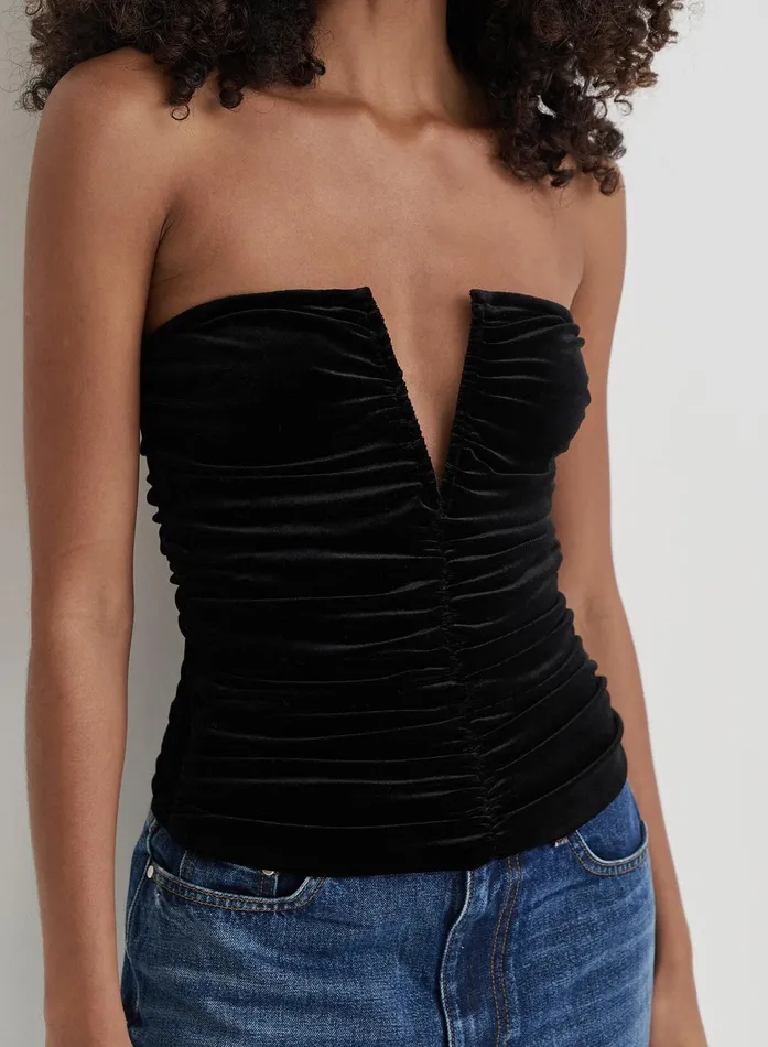 Women Black Velvet Bandeau Corset Celio 4th and Reckless Party Wear