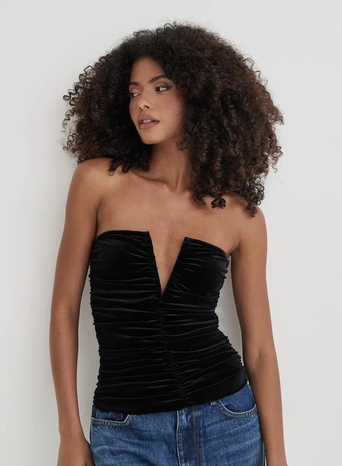 Women Black Velvet Bandeau Corset Celio 4th and Reckless Party Wear