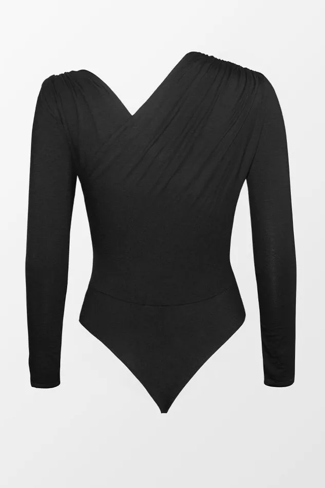 Women Bodysuits Cupshe Berkley Black Cheeky Long Sleeve Bodysuit Black