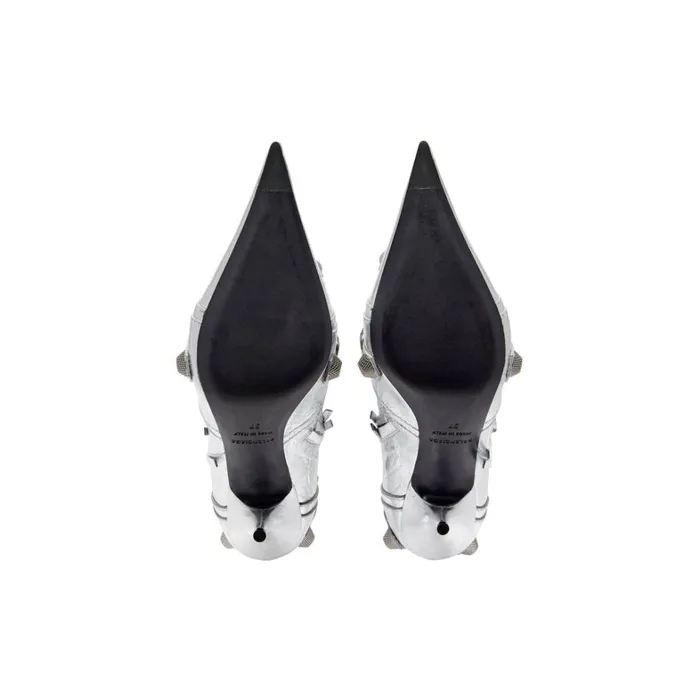 Women Boots and Ankle Boots Balenciaga Cagole 90mm Boot Metallized In Silver