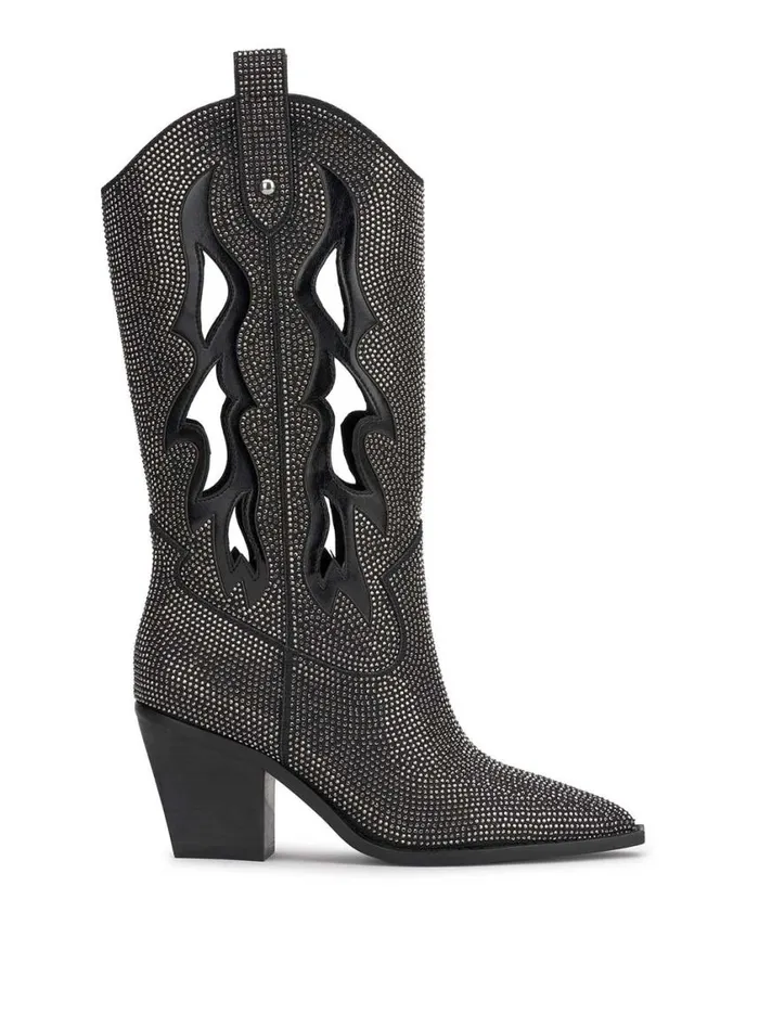 Women Boots and Booties Jessica Simpson Ginika Western Boot In Black Crystal