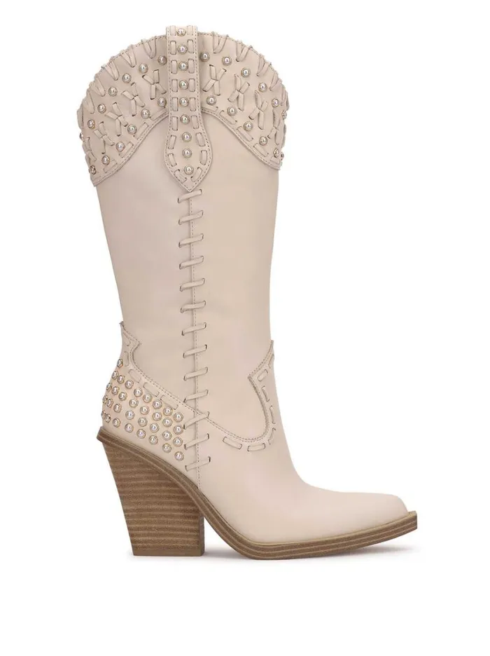 Women Boots and Booties Jessica Simpson Liselotte Studded Western Boot In Chalk