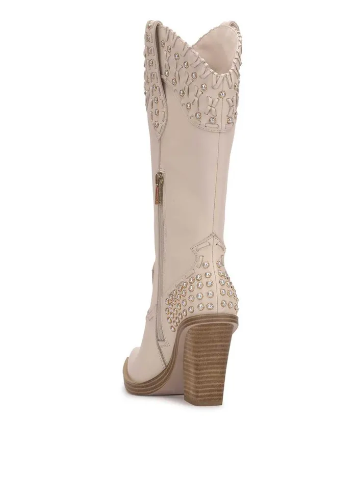 Women Boots and Booties Jessica Simpson Liselotte Studded Western Boot In Chalk