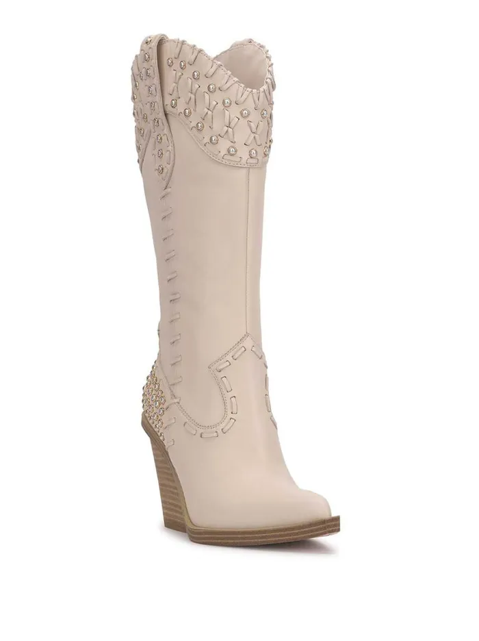 Women Boots and Booties Jessica Simpson Liselotte Studded Western Boot In Chalk