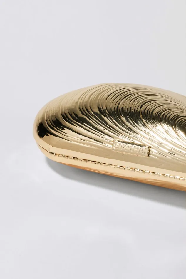 Women Bridget Metal Shell Clutch Gold Jonathan Simkhai Handbags