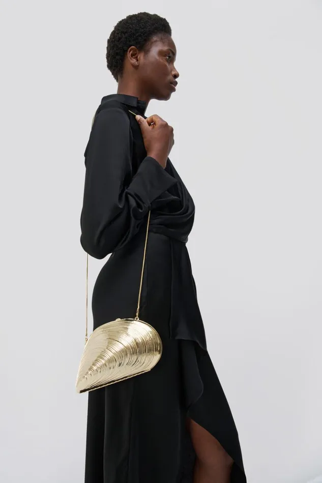 Women Bridget Metal Shell Clutch Gold Jonathan Simkhai Handbags