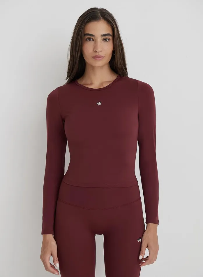 Women Burgundy 4th Branded Long Sleeve Active Top Anni 4th and Reckless Athleisure Women Burgundy 4th Branded Long Sleeve Active Top Anni 4th and Reckless Athleisure