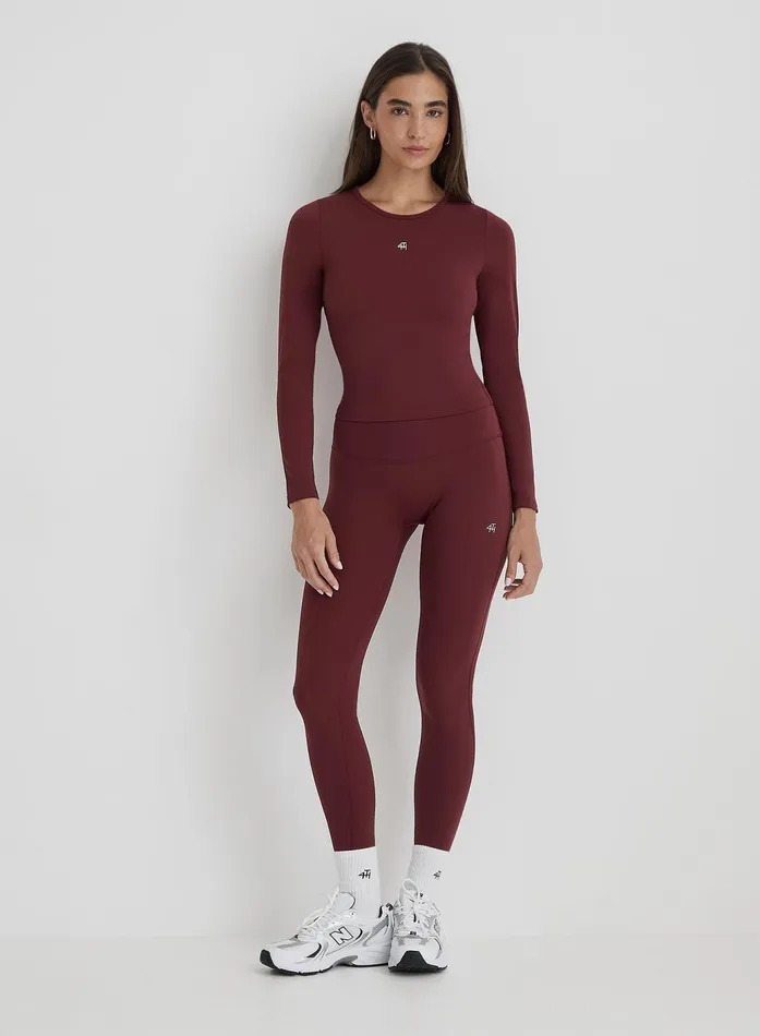 Women Burgundy 4th Branded Long Sleeve Active Top Anni 4th and Reckless Athleisure