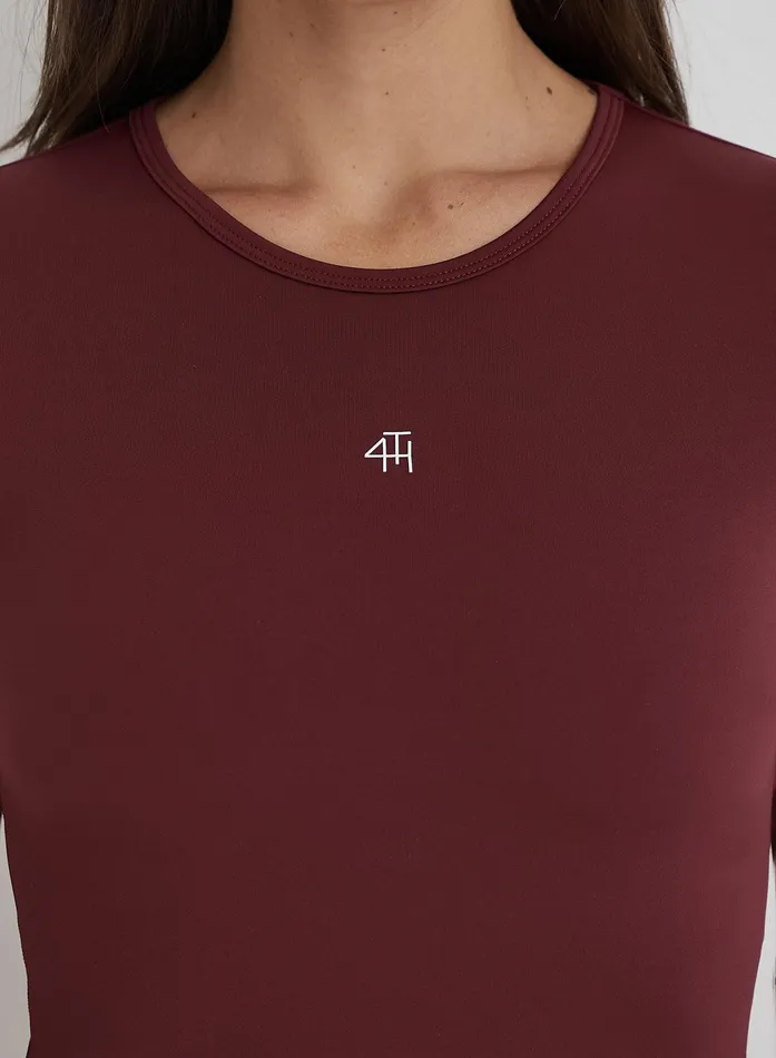 Women Burgundy 4th Branded Long Sleeve Active Top Anni 4th and Reckless Athleisure