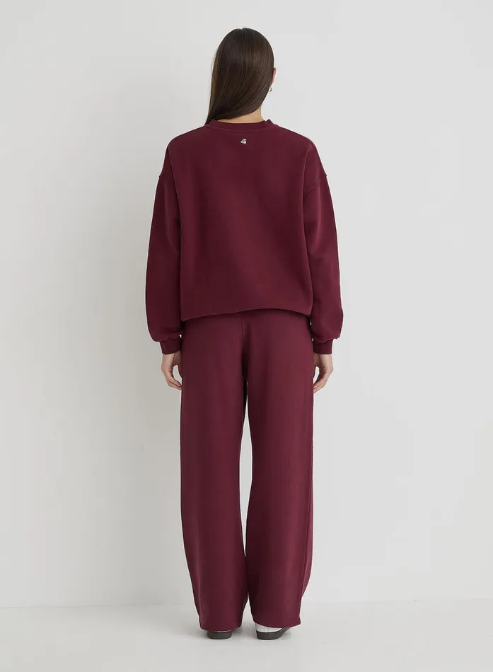 Women Burgundy Country Club Slogan Classic Longline Sweatshirt Charli 4th and Reckless Athleisure