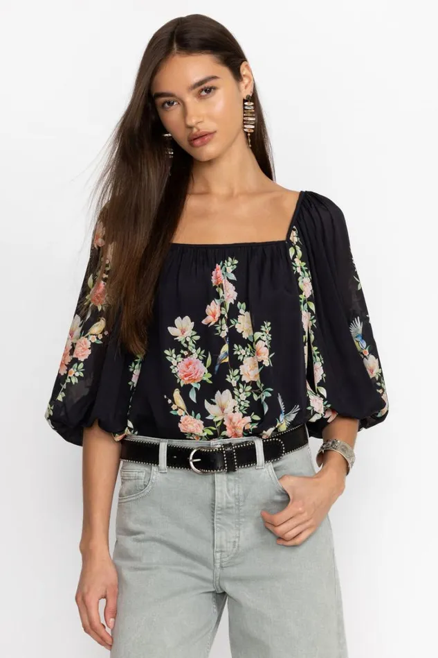 Women BYRDIE VISCOSE BLOUSE Black Johnny Was Tops