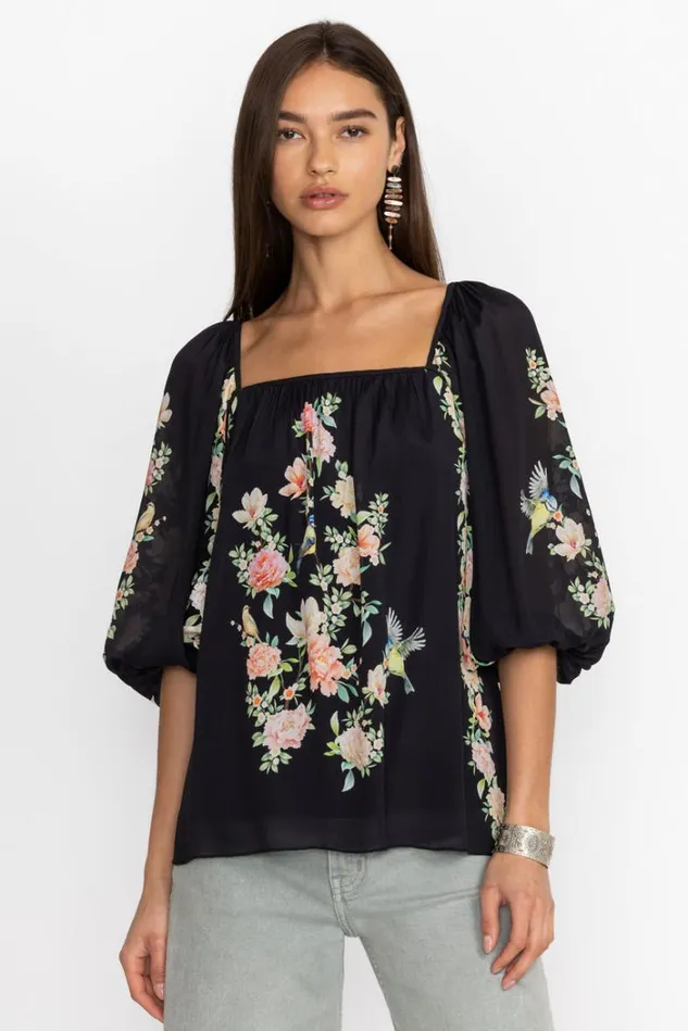 Women BYRDIE VISCOSE BLOUSE Black Johnny Was Tops Women BYRDIE VISCOSE BLOUSE Black Johnny Was Tops