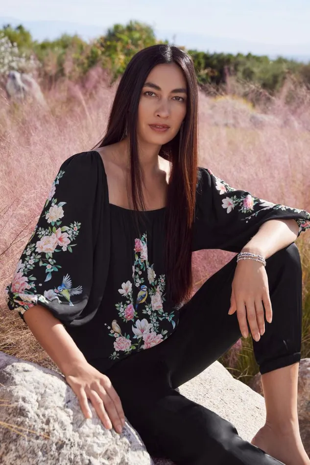 Women BYRDIE VISCOSE BLOUSE Black Johnny Was Tops Women BYRDIE VISCOSE BLOUSE Black Johnny Was Tops